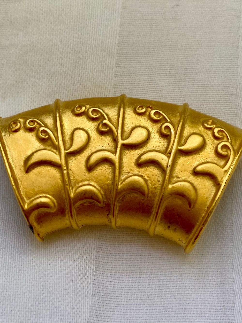 Filigree Brushed Gold SCARF SLIDE HOLDER or PENDANT. 2 Sided. Versatile. A+ VTG
